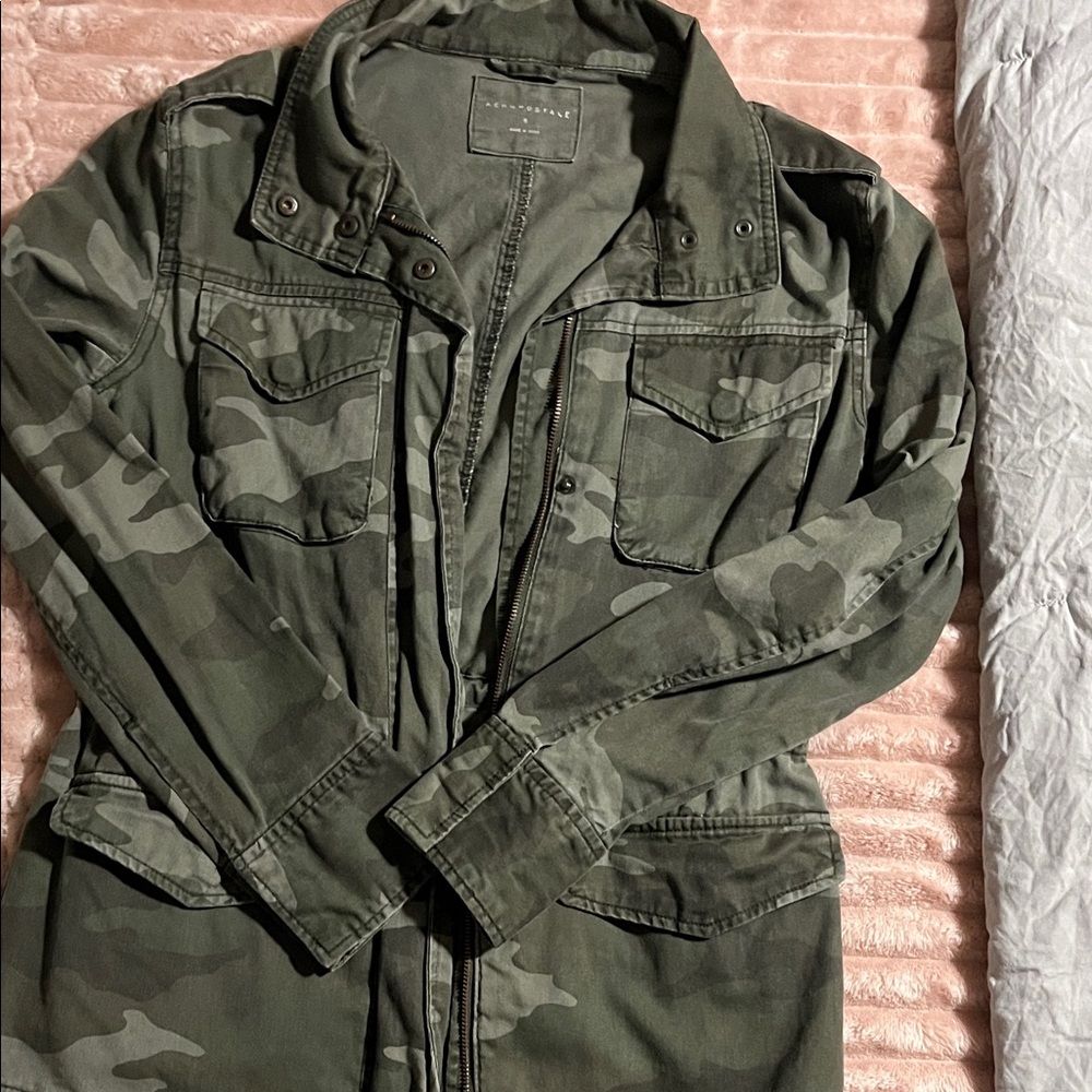 Aeropostale Green Camouflage Utility Jacket